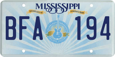 MS license plate BFA194