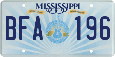 MS license plate BFA196