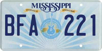 MS license plate BFA221
