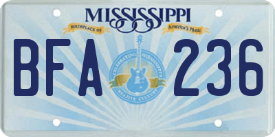 MS license plate BFA236