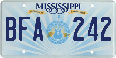 MS license plate BFA242