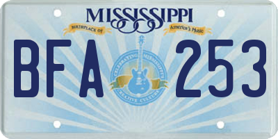 MS license plate BFA253