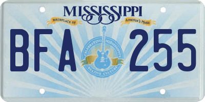MS license plate BFA255