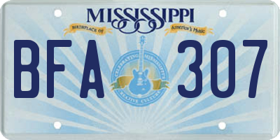 MS license plate BFA307