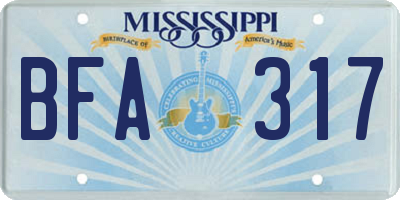 MS license plate BFA317