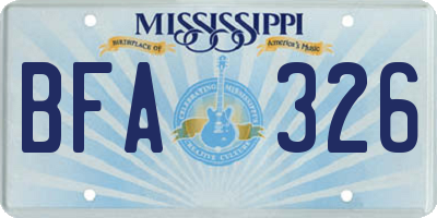 MS license plate BFA326