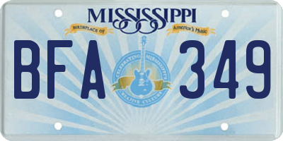 MS license plate BFA349
