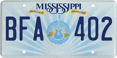 MS license plate BFA402