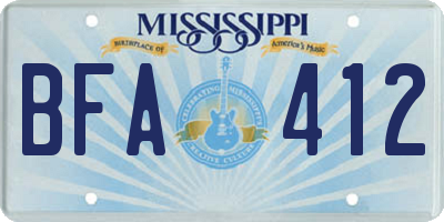 MS license plate BFA412