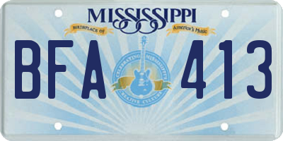 MS license plate BFA413