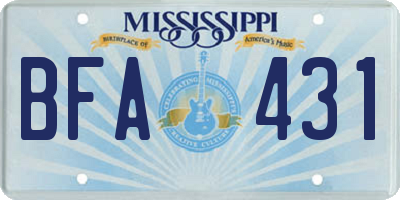 MS license plate BFA431