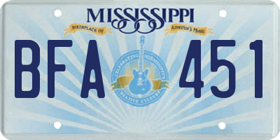 MS license plate BFA451