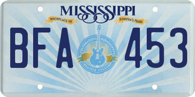 MS license plate BFA453