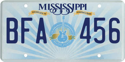 MS license plate BFA456