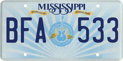 MS license plate BFA533