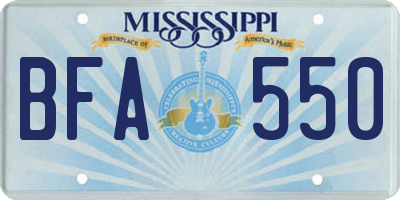 MS license plate BFA550