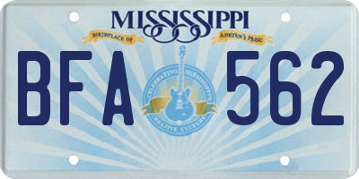 MS license plate BFA562