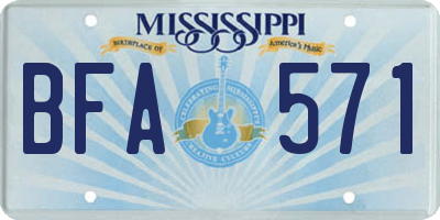 MS license plate BFA571