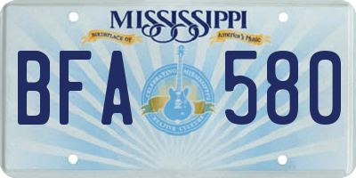 MS license plate BFA580