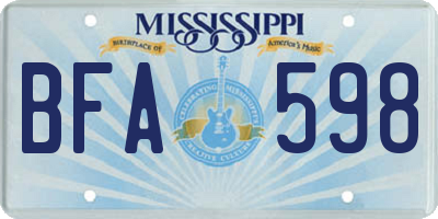 MS license plate BFA598