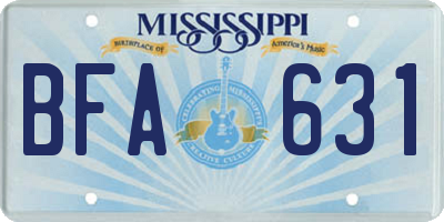 MS license plate BFA631