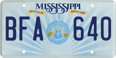 MS license plate BFA640