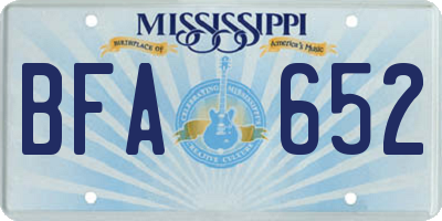 MS license plate BFA652