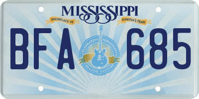 MS license plate BFA685