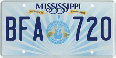 MS license plate BFA720