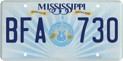 MS license plate BFA730