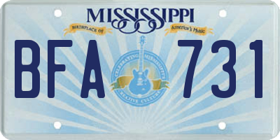 MS license plate BFA731