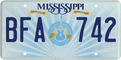 MS license plate BFA742