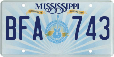 MS license plate BFA743