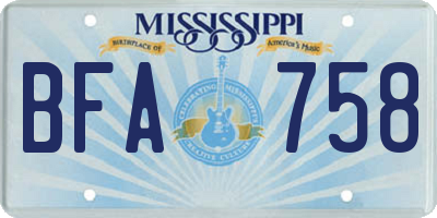 MS license plate BFA758