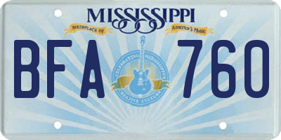 MS license plate BFA760