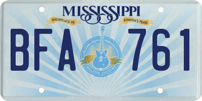 MS license plate BFA761