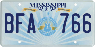MS license plate BFA766