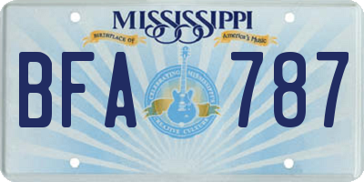 MS license plate BFA787