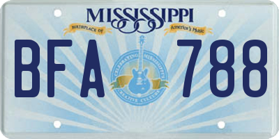 MS license plate BFA788