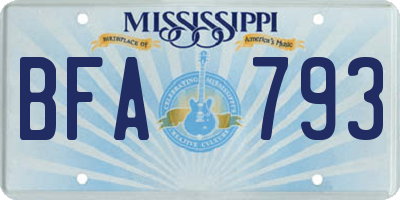 MS license plate BFA793