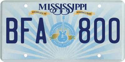 MS license plate BFA800