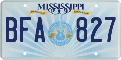 MS license plate BFA827