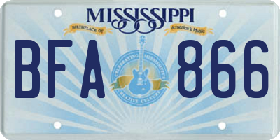 MS license plate BFA866