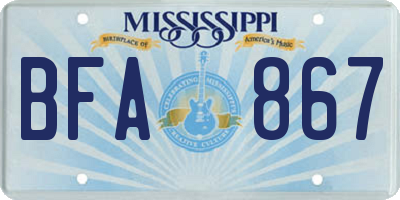 MS license plate BFA867
