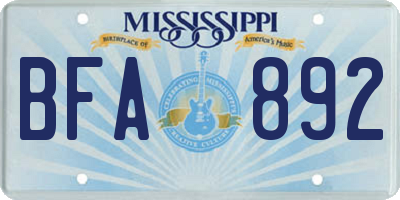 MS license plate BFA892