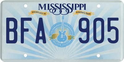 MS license plate BFA905
