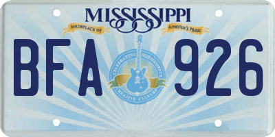 MS license plate BFA926