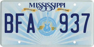 MS license plate BFA937