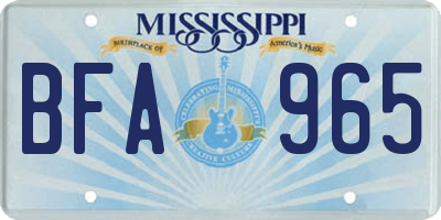 MS license plate BFA965