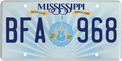 MS license plate BFA968